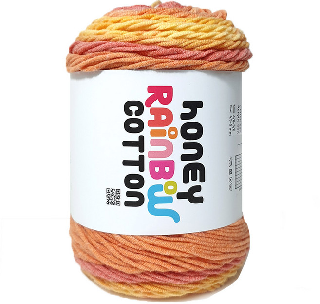 니뜨 허니 레인보우 코튼 뜨개실 100g, 1개, 536옐로우오렌지