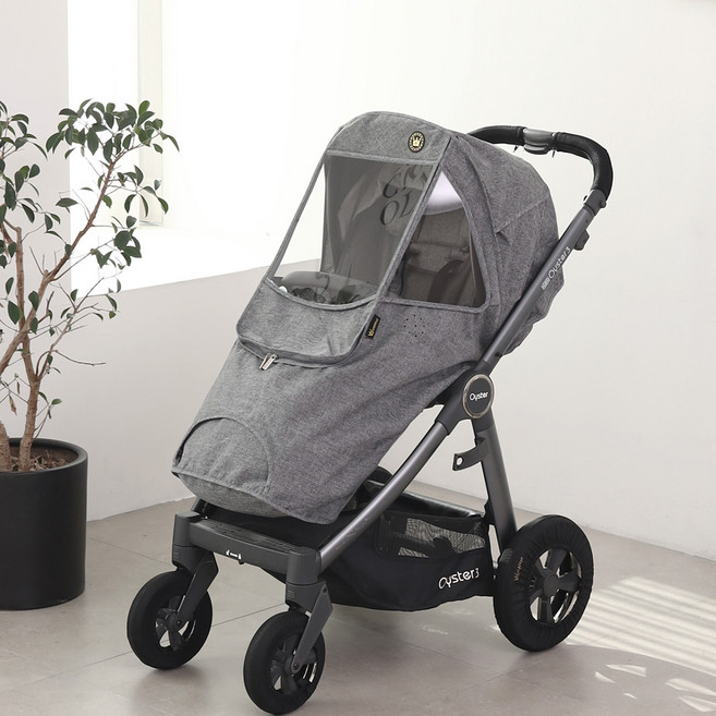 맘네스트 4계절 디럭스 유모차 방풍커버, 블랙멜란지, 1개