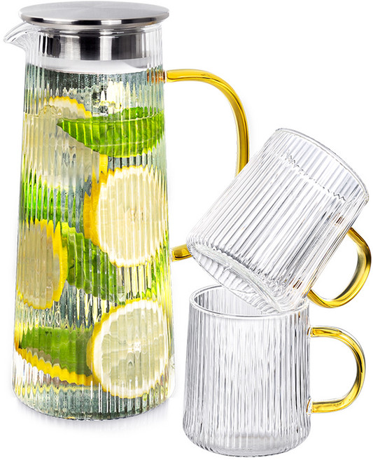 비벤자디 내열유리 물병 + 유리컵 2p 세트, 1.3L, 1세트