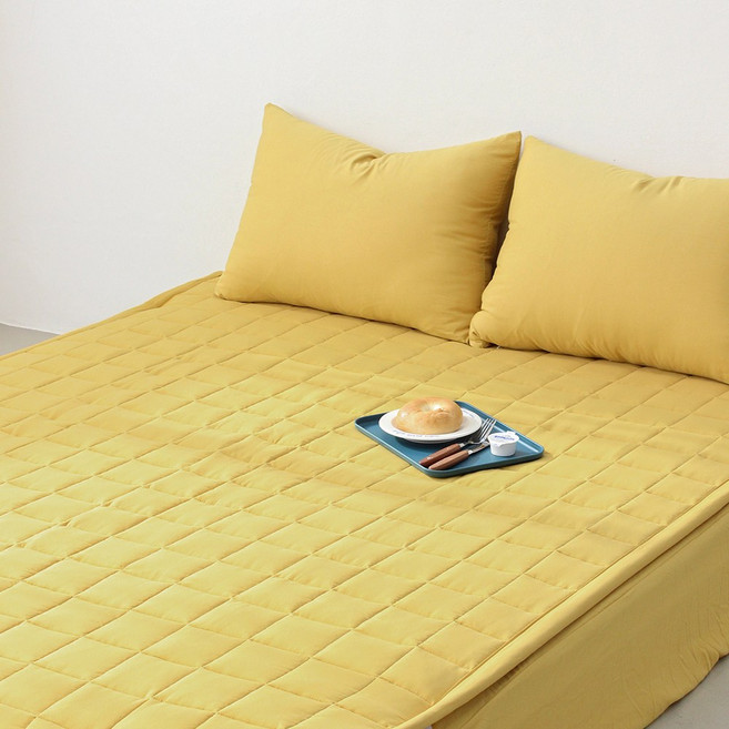 루시드슬립 국내산 부드러운 아멜리 워싱 고정밴딩 침대패드, 아메리칸 옐로우