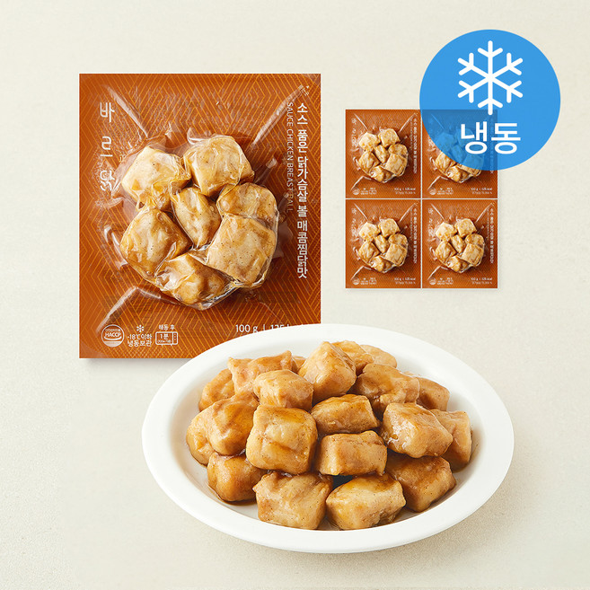 바르닭 소스품은 닭가슴살 볼 매콤찜닭맛 (냉동), 100g, 5개, 1개입