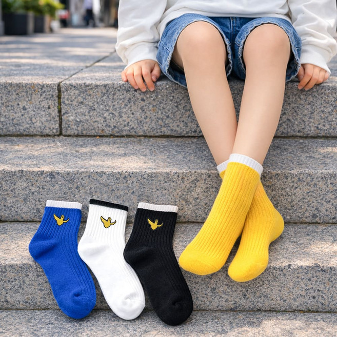 MARK GONZALES KIDS 兒童羅紋刺繡中筒襪 4雙