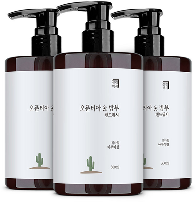 살림백서 오푼티아 앤 밤부 핸드워시 아쿠아, 3개, 300ml