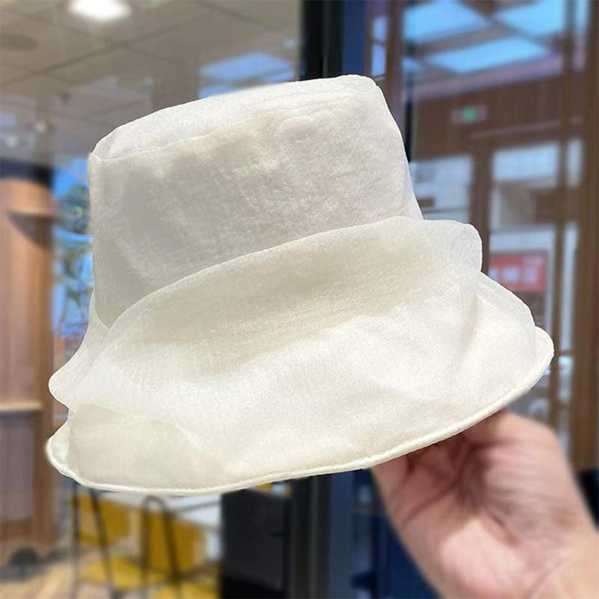 DM 쉬폰 레이어드 버킷햇 D264-0046BE