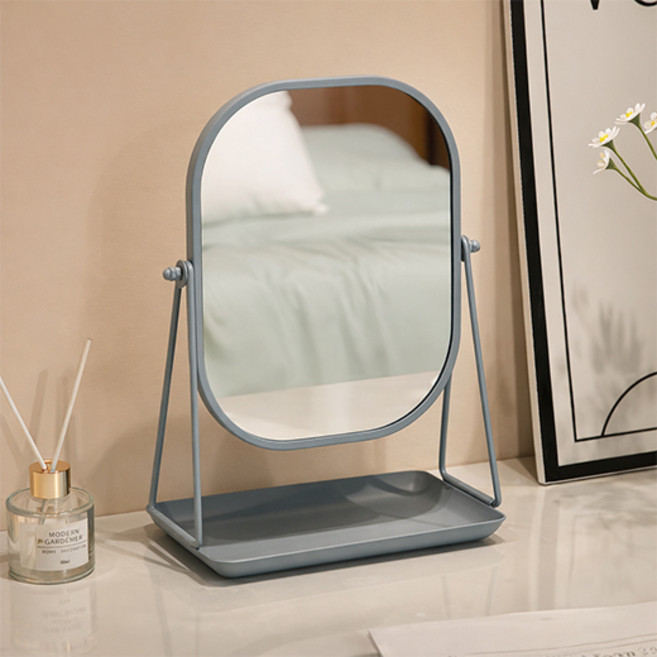 미르노아 프렌치컬러 인테리어 트레이 탁상거울 MMM3388, 블루