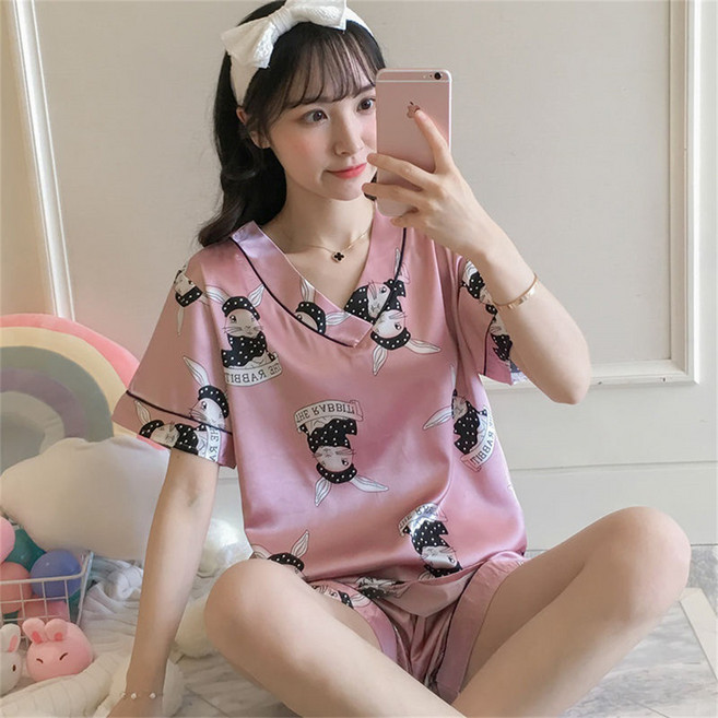PEONIST 女款寬鬆版絲質居家服睡衣