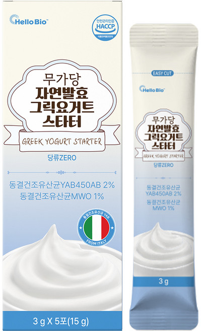 헬로바이오 무가당 자연발효 그릭요거트 스타터, 15g, 1개