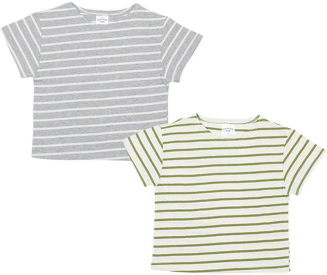 레인보우키즈 아동용 통기성 캔디 단가라 반팔티 2종 세트