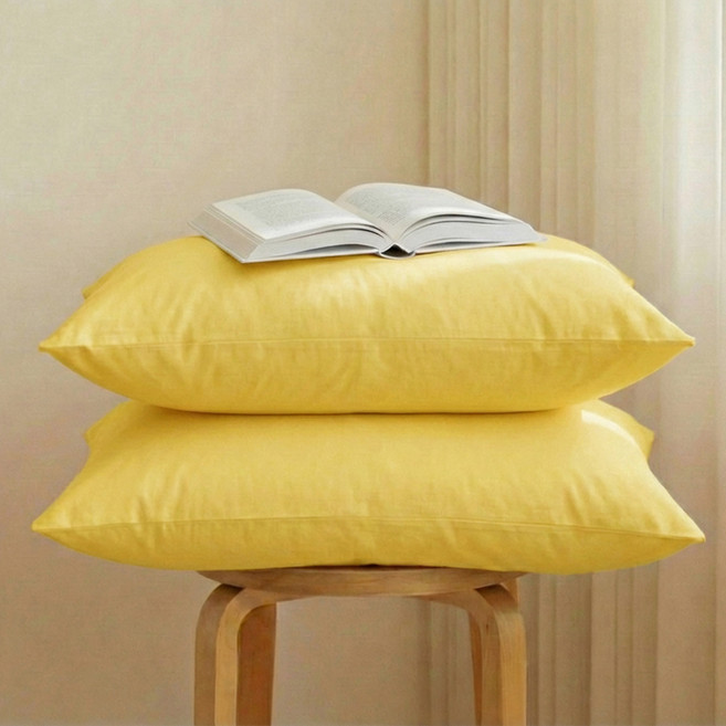 지베딩 컬러풀 먼지없는 베개커버 솜포함, 옐로우, 2개