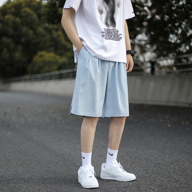 男款DM側邊開衩休閒五分褲