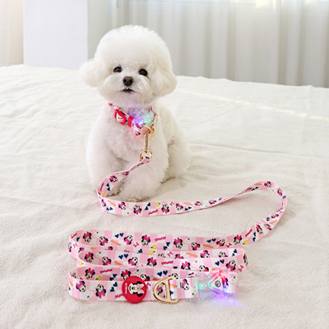 이츠독 강아지 디즈니 핸즈프리 LED 리드줄, 미니, 1개