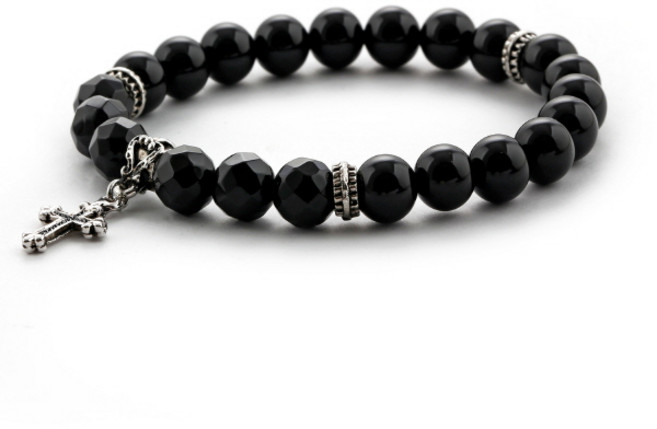 쇼브오프 8mm석 컷팅 십자가 오닉스 구슬팔찌 C22SVB-1002