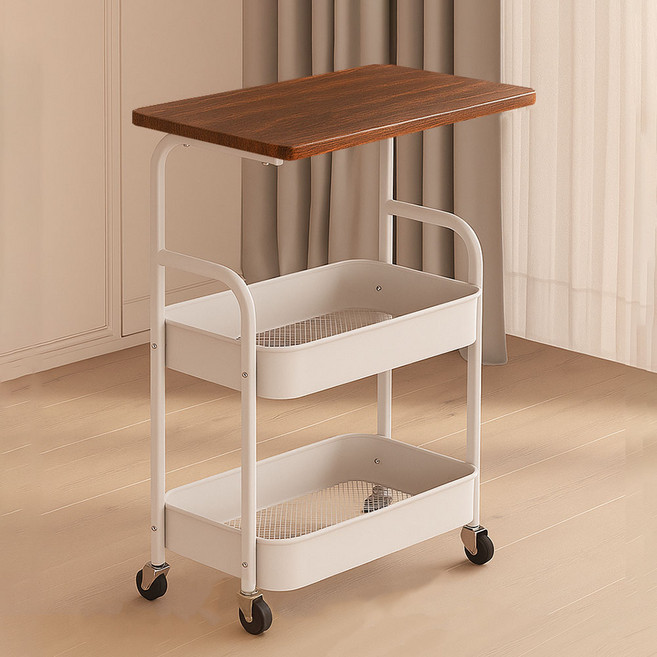 가구느낌 간이 베드 침대 소파 사임테이블 2단 420, 월넛화이트