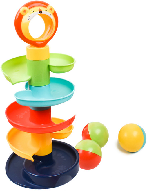 OZ TOY 獅子趣味滾球塔疊疊環 9件組 L220, 隨機出貨