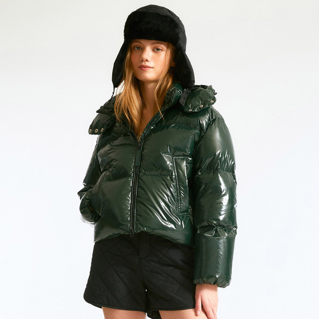 WHO.A.U 女款亮面連帽可拆短版鴨絨外套 WHJDD4V36F