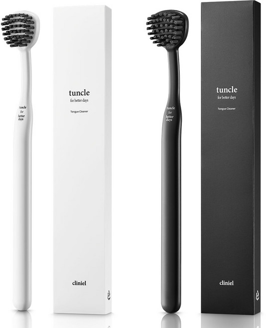 크리니엘 텅클 혀클리너 브라이트 화이트+차콜 그레이, 19g, 2개