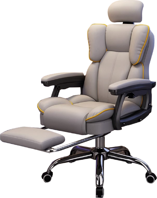 IKA 升降電競辦公椅 帶腳拖 + 頭枕款, 灰色