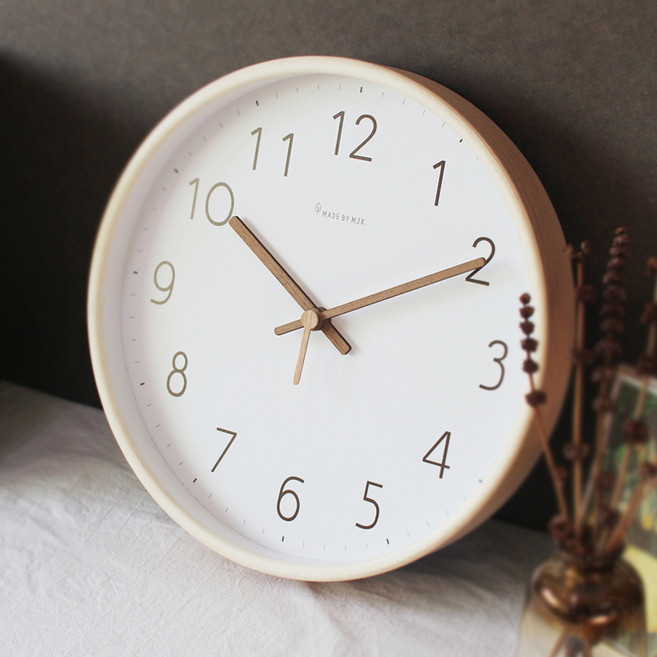 300 모던우드 무소음 원목 벽시계, 내츄럴