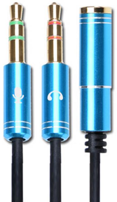 칼론 이어셋 To PC 변환 어댑터 30cm, APC-A07, 블루, 1개