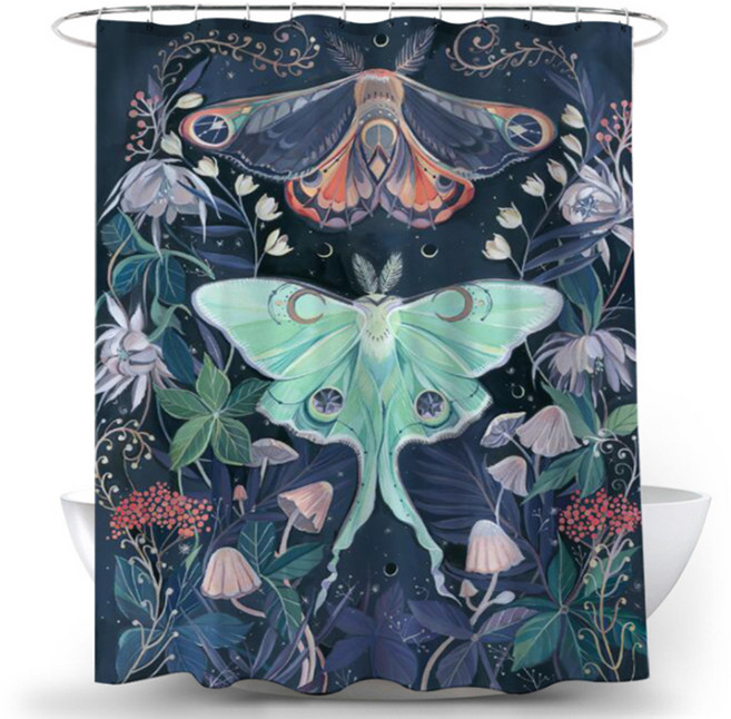 알럽홈 플라워문 샤워커튼 TYPE6 165 x 180 cm, 1개, 멀티(혼합)컬러