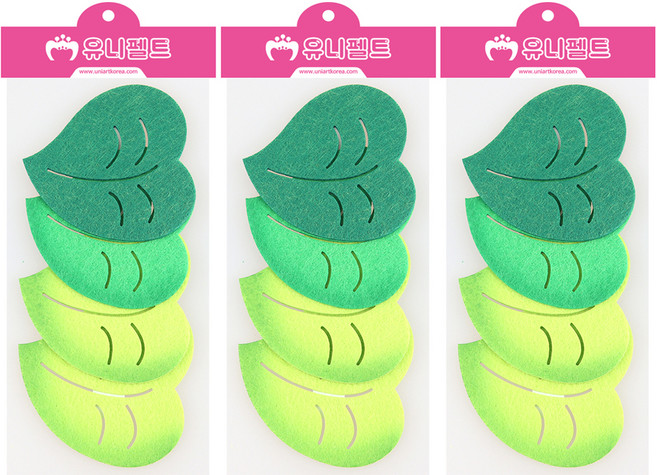 (주)유니아트 3000 신형 펠트, 하트나뭇잎, 3개