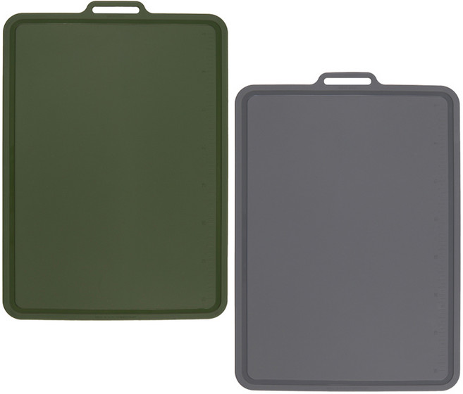 실리콘스토리 플래티넘 실리콘 양면 도마 올리브카키 + 차콜 세트 대형, 1세트, 도마 2종