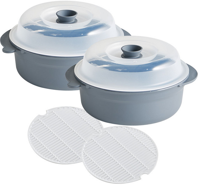 이지앤프리 스팀쿡 찜기 전자레인지용기 대 2p, 그레이, 1세트