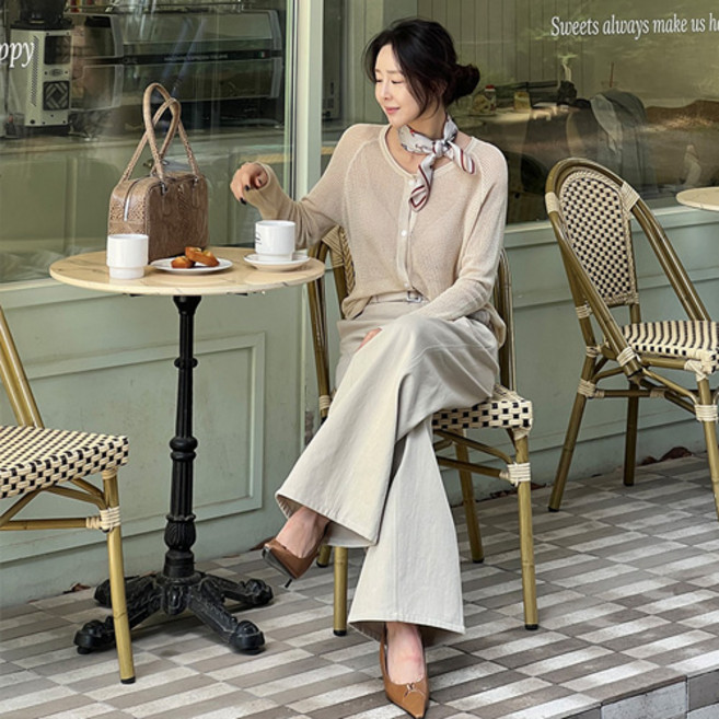 NANING9 女款厚實鏤空針織開襟衫