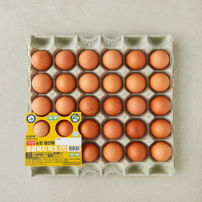 장연 순창 동물복지 인증 울안에 목초 초란 1.2kg, 1개, 30구