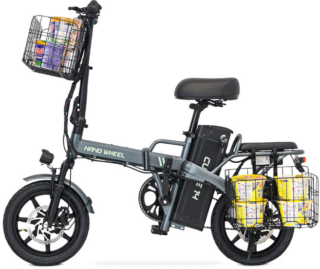 나노휠 접이식 탈부착 자전거 바구니 1058, 블랙, 1개