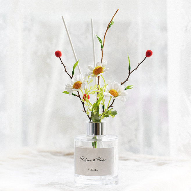 아스파시아 그린브리즈 플라워 디퓨저 레드 데이지 세트, 우아한 작약, 1세트