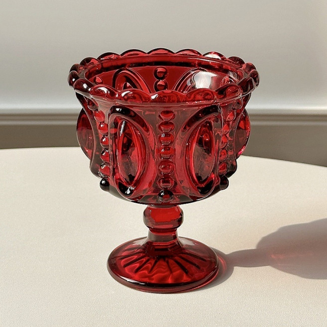 맙소샵 볼드 컬러 홈카페 디저트 유리컵 250ml SH341, 레드, 2개