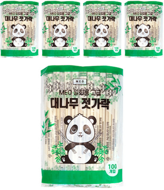 메오 일회용 대나무 젓가락, 100개입, 5개