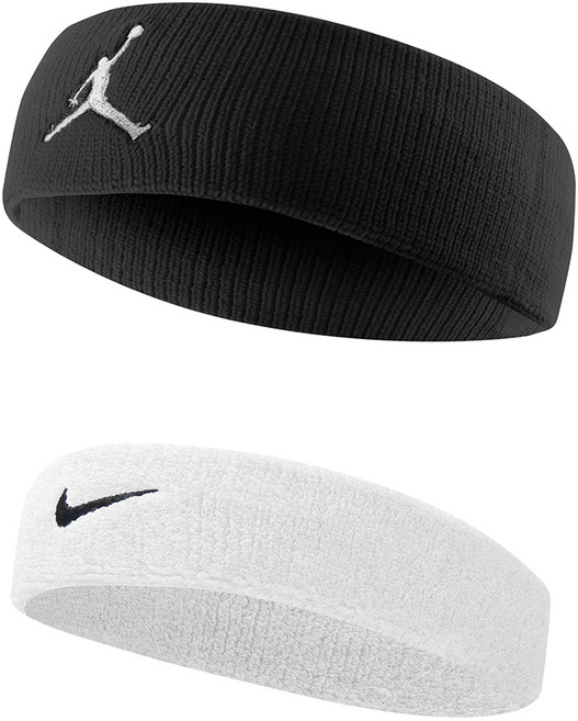 NIKE 耐吉 運動髮帶2件組, 黑色Logo + 白色喬丹, 1組