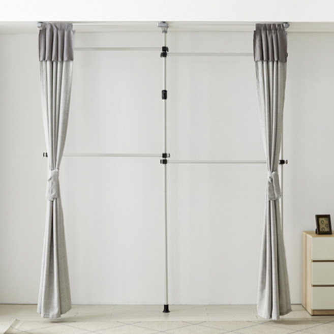 업그레이드 심플 4단 커튼 행거, 아이보리 + 연그레이