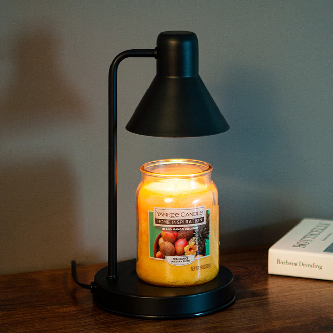 양키캔들 홈 인스퍼레이션 라지자 + 더스윗 모노 캔들워머 다이얼 + 전구 2p 세트, 아일랜드 망고 코코넛, 블랙(캔들워머)