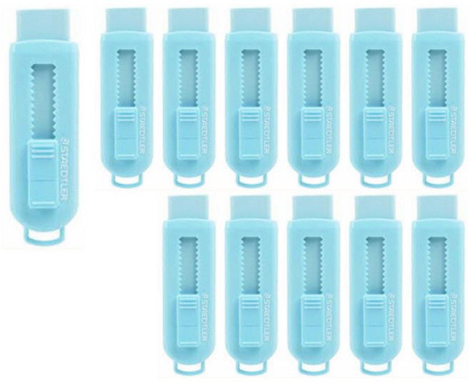 스테들러 슬라이딩 홀더 지우개 525 PS1P-S, 파스텔블루(525 PS14-2), 12개