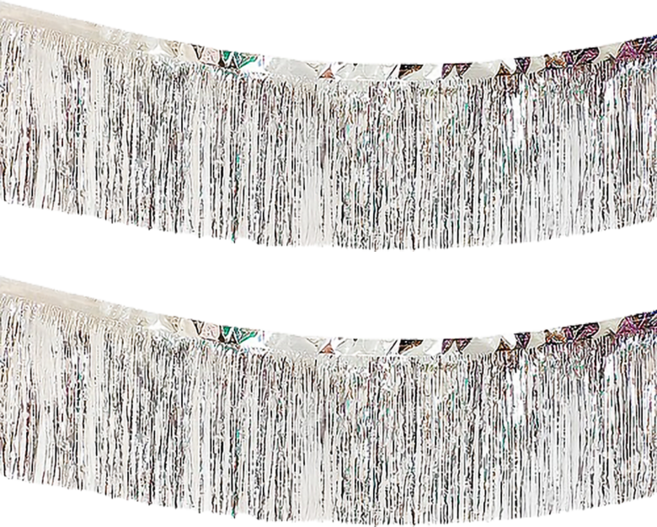 정월마켓 파티 크로스 커튼 30 x 200 cm, 실버, 2개