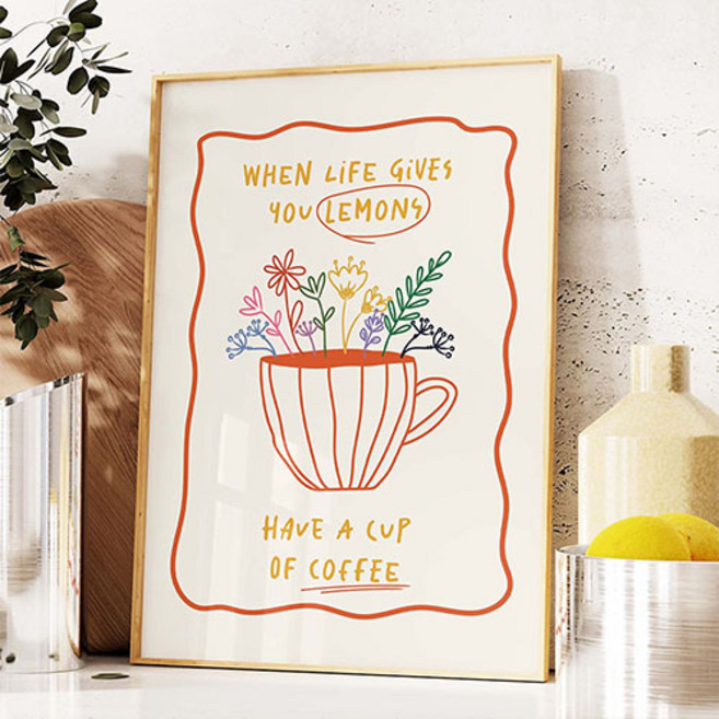 파라다이소 PDS홈데코 레트로 다이닝 무드 일러스트 인테리어 캔버스 포스터 E형