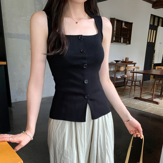 모이르벨라 여성용 버튼 민소매 니트 O263-0171