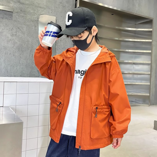 Starbean 男童大口袋彩色連帽防風外套