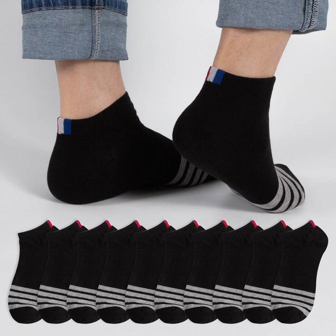 시너싹스 남성용 앞링글 포인트 스니커즈 발목 양말 10켤레