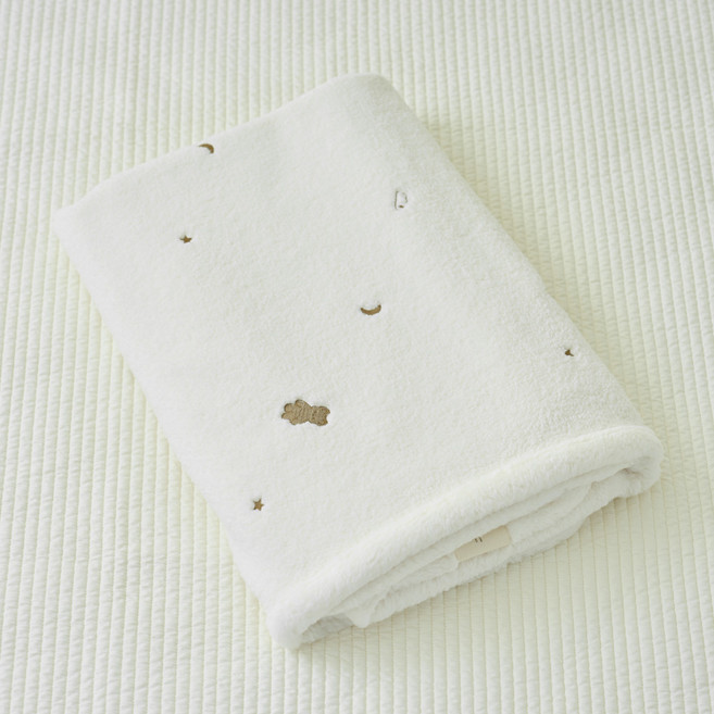 롤베이비 유아용 겨울 자수 극세사 블랭킷, 굿나잇 베어