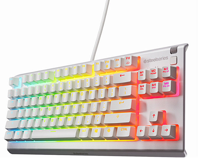 steelseries 賽睿 有線英文鍵盤, 白色, Apex 3 TKL, 靜音遊戲級