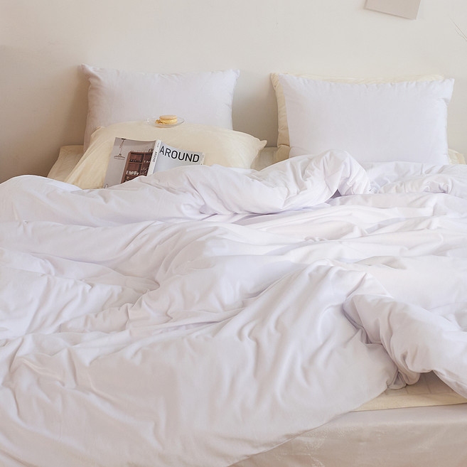 아임리빙 극세사 카라멜 호텔식 이불커버, 화이트