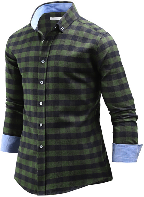 다꾸앙 남성용 나의 일상 체크 긴팔 기모 셔츠 C08D14_sp2219