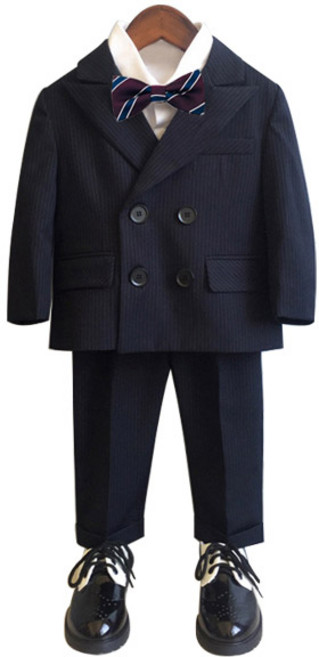 베이비맥스 남아용 레이브 스트라이프 자켓 + 셔츠 + 바지 + 보타이 세트 R5053