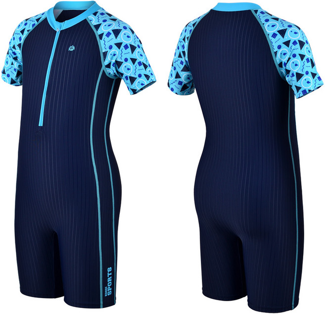 쿠기어드벤쳐 남아용 집업 반팔 반전신 수영복 KB-M747