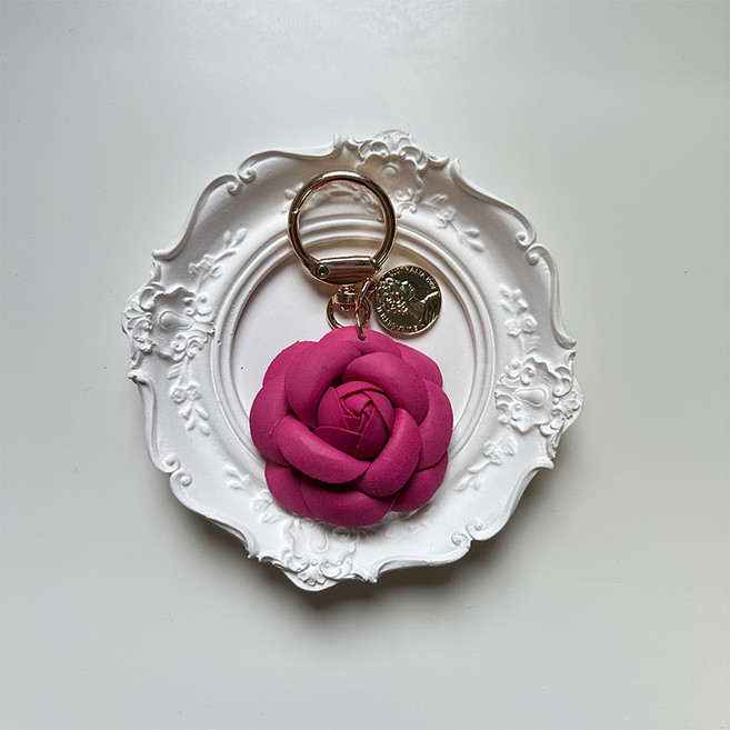 소리달 나로 장미 꽃 레더 참장식 가방키링