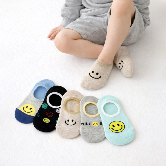 엔젤테디 아동용 미끄럼방지 스마일 갓성비 덧신 5족 세트